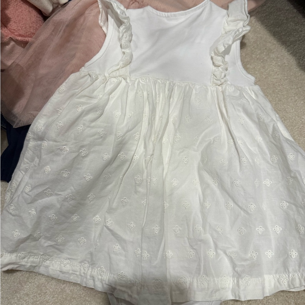 H&M White Kids Dress with Ruffle Sleeves